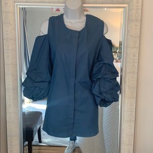 Lafayette 148 navy blouse